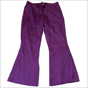 WonderWink WonderFlex Scrub Pants Women's XLP Petite Purple Flare Leg Cargo Draw